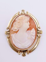 10kt Yellow Gold Vintage Oval Cameo Brooch
