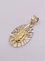  14KT YELLOW GOLD OVAL RELIGIOUS MEDAL PENDANT