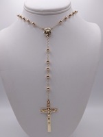  14KT YELLOW GOLD RELIGIOUS CROSS 20" ROSARY NECKLACE