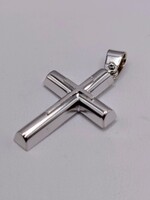  14KT WHITE GOLD DOUBLE CROSS OVERLAY PENDANT