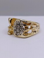  SIZE 12 14KT YELLOW GOLD ~.22 TOTAL CARAT WT. DIAMOND ACCENT NUGGET RING