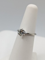 SIZE 5.5 14KT WHITE GOLD ~.95 CARAT ROUND BRILLIANT CUT DIAMOND SOLITAIRE RING