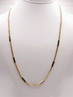  14kt Yellow  22"  Gold Bar And Curb Link Chain