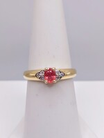  14KT Yellow Gold ~.40CT Oval Pink Sapphire w/ ~.10TCW Diamond Side Accents Ring