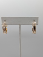  14KT YELLOW GOLD ~.80 TOTAL CARAT WT. ROUND DIAMOND 3/4" J HOOP EARRINGS