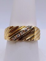 SZ 9.5 14KY Gold ~.30TCW Round Brilliant Cut 5-Diamond Channel Set Grooved Band