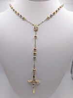  14KT Tri Color Religious Cross Rosary Necklace