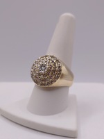  SIZE 9 14KT YELLOW GOLD ~2 TOTAL CARAT WT. DIAMOND CONCENTRIC CIRCLES RING