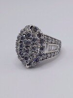  Size 8 14k White Gold Oval RBC Diamond Cluster Halo Ring Appx 3ctw 