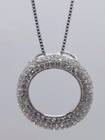 14kt White Gold ~ 1tcw  Pave Set Diamond Circle Slider Pendant
