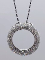 14KT WHITE GOLD ~ 1 TOTAL CARAT WT. DIAMOND OPEN CIRCLE SLIDER PENDANT