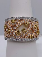  SZ 6.5 18KT TWO TONE GOLD ~.60 TOTAL CARAT WT. DIAMOND PAVE FILIGREE BAND RING