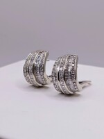  14KT White Gold ~4TCW Diamond Row French Clip Earrings