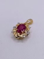  14KT Yellow Gold ~1.2CT Oval Ruby Pendant