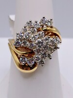  SZ 8 18KT Yellow Gold ~2TCW Diamond Free Form Cluster Split Band Cocktail Ring