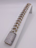  10KT YELLOW GOLD ~10 TOTAL CARAT WT. DIAMOND CLUSTER 8" CUBAN LINK BRACELET