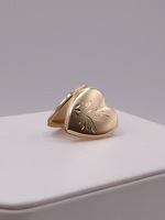  14KT YELLOW GOLD ETCHED HEART 1 1/8" LOCKET PENDANT
