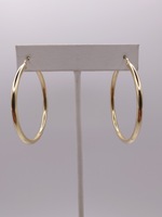  14KT YELLOW GOLD POLISHED FINISH 1 7/8" HOLLOW TUBE HOOP EARRINGS