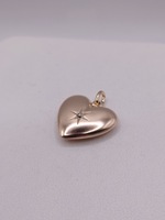  14KT YELLOW GOLD ~.04 CARAT DIAMOND ACCENT 3/4" HEART LOCKET PENDANT