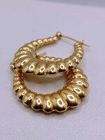  14KT YELLOW GOLD SCALLOPED HOLLOW HOOP EARRINGS