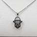  18KT WHITE GOLD CHOPARD HAPPY DIAMOND HAMSA HAND ON ADJUSTABLE CHAIN NECKLACE