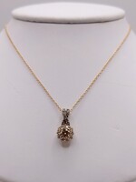  14KT YELLOW GOLD ~.40 TOTAL CARAT WEIGHT DIAMOND HALO 18" NECKLACE