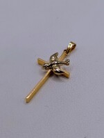  14KT TWO TONE GOLD CROSS WITH DOVE PENDANT