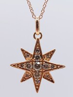  14kt Rose Gold ~.30tcw diamond Accent Starburst Style Pendant on 19" Necklace 