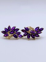 14ktYellow Gold~4tcw Marquise Cut Amethyst w/Diamond Accent French Clip Earrings