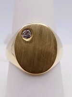  SIZE 8.5 14KT YELLOW GOLD ~.15 CARAT DIAMOND ACCENT BLANK OVAL SIGNET RING