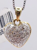  18kt Yellow Gold ~.30tcw Round Brilliant Cut Diamond Cluster Set Heart Pendant