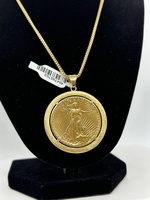 18kt Yellow Gold 1926 Double Eagle Gold Coin in Florentined Finish Bezel