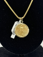 14kt Yellow Gold 1/4 oz American Gold Eagle Coin in Ridged Bezel