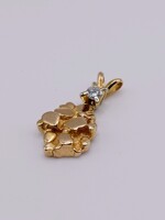  14KT YELLOW GOLD ~.15 TOTAL CARAT WT. DIAMOND ACCENT NUGGET PENDANT