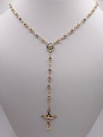  14KT TRI COLOR GOLD 16" ROSARY NECKLACE