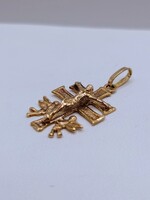  10KT YELLOW GOLD CARAVACA CROSS WITH ANGELS RELIGIOUS PENDANT