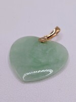  14kt Green Jade Heart Pendant