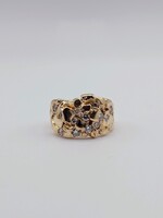  SZ 7 14KT YELLOW GOLD ~.24 TOTAL CARAT WT. ROUND DIAMOND ACCENT NUGGET RING