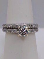 18KW gold 2-pc WEDDING SET .73ct FG-VS LG ROUND DIAMOND