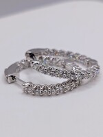  14kt White gold ~1.00tcw Round Brilliant Cut Lab Grown Diamond Hoop Earrings