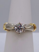 SZ 6 14kt TWO TONE GOLD LAB GROWN DIAMOND SOLITAIRE RING