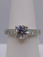 SZ 6 950 Platinum LAB GROWN & NATURAL DIAMOND CATHEDRAL STYLE RING