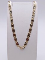  14KT TRI COLOR GOLD 14" ETCHED VALENTINO LINK CHAIN
