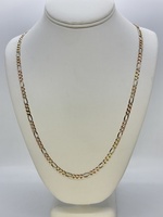 14kt Tri Color Gold 26" 4.6mm Figaro Link Chain with lobster clasp 
