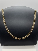  14KT YELLOW GOLD 21" BRAIDED FIGARO LINK CHAIN