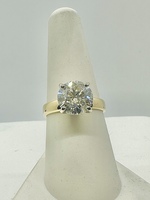 SIZE 7.5 14KT YELLOW GOLD ~3.25 CARAT ROUND BRILLIANT CUT DIAMOND SOLITAIRE RING