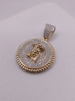  10KT YELLOW GOLD ~1 TOTAL CARAT WT. DIAMOND ACCENT 1 1/2" RELIGIOUS PENDANT