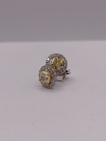  14KT WHITE GOLD ~1 TOTAL CARAT WT. FANCY YELLOW & WHITE DIAMOND STUD EARRINGS