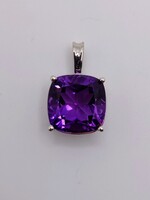  14KT WHITE GOLD ~5CT SQUARE AMETHYST PENDANT