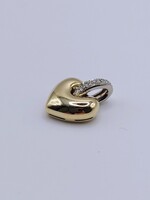  14KT YELLOW GOLD HEART PENDANT WITH ~.08 TOTAL CARAT WT. DIAMOND ACCENT PENDANT